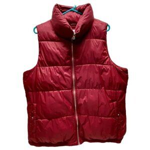 Old Navy Quilted Puffer Vest Women's XL Maroon Fleece Lined Full Zip EUC